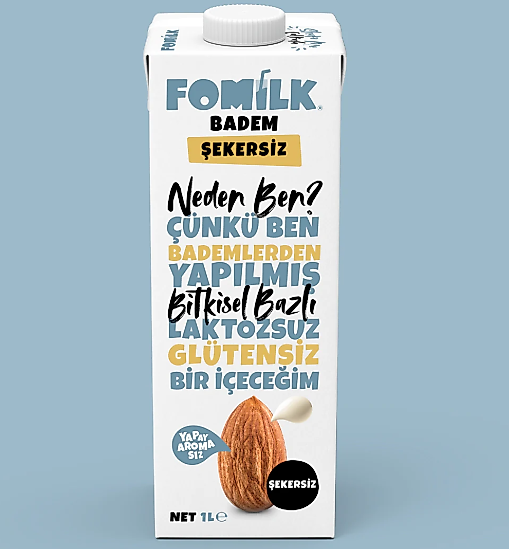 Fomilk Bitkisel Bazlı Şekersiz Badem İçeceği 1L