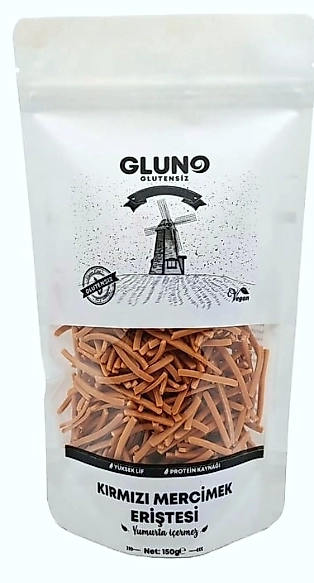 Gluno Glutensiz Kırmızı Mercimek Eriştesi 150g