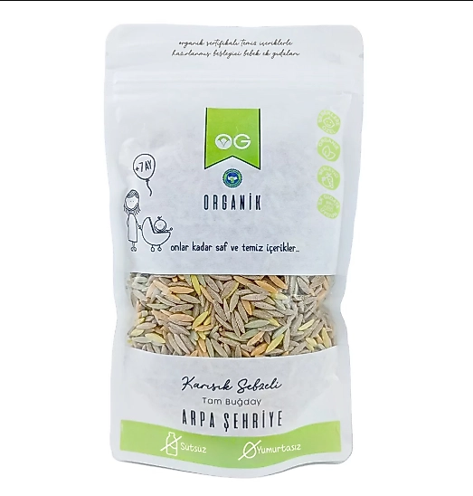 Organik Karışık Sebzeli Tam Buğday Arpa Şehriye 250 Gr +7 Ay